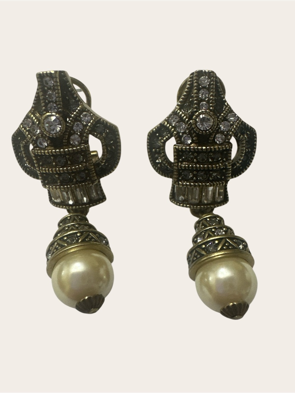 Heidi Daus Gold-Tone and Pearl Drop Earrings